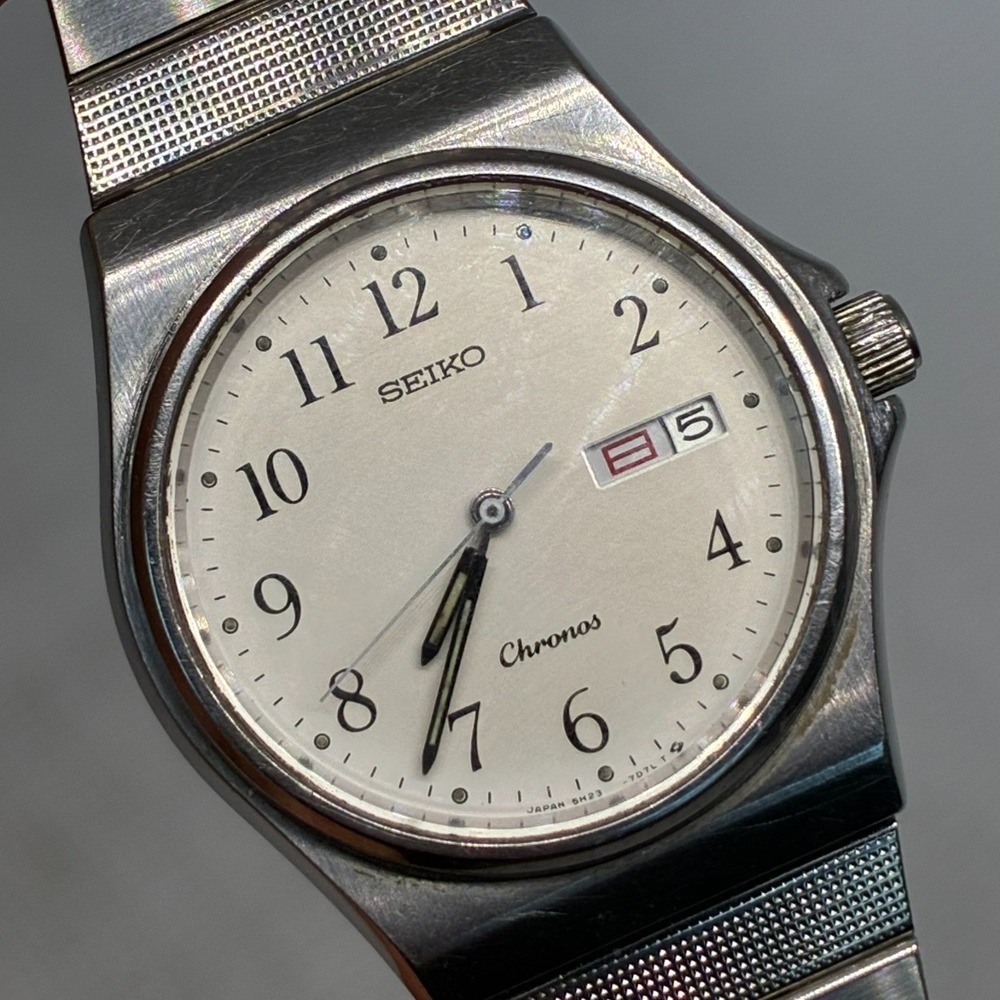 Seiko Chronos Vintage 5H23-7D20 Quartz Men's Watch Stainless Steel-WORKING!